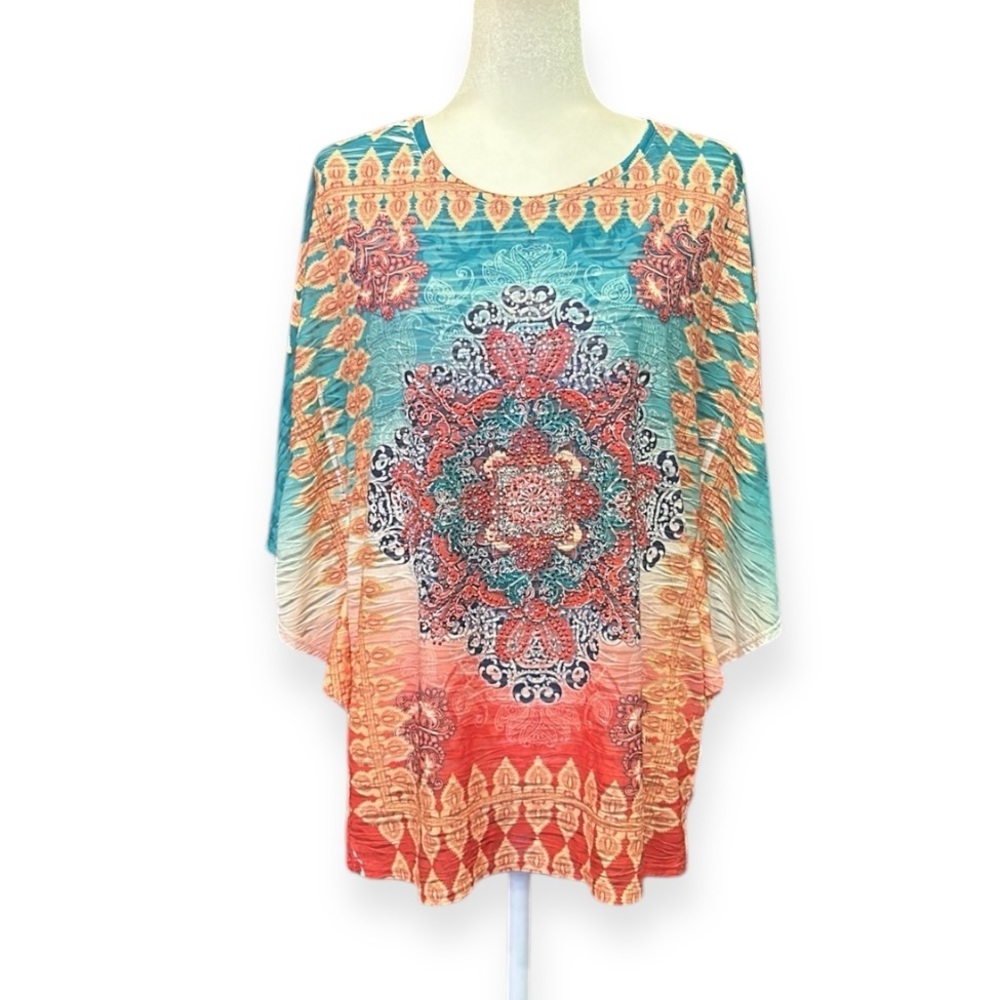 Reba Rhinestone Embellished Batwing Sleeve Top Size Large - Picture 7 of 11